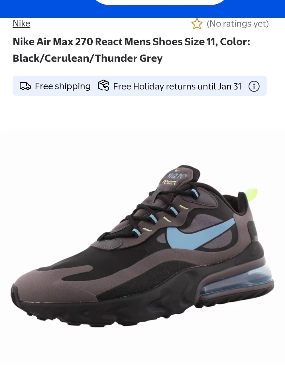 Nike Air Max 270 React size 7 mens 8.5 womens